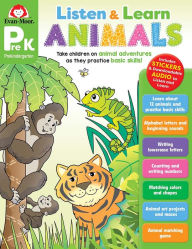 Title: Animals, PreK Workbook: Listen and Learn Audio Workbook, Reading and Math, Author: Evan-Moor Educational Publishers