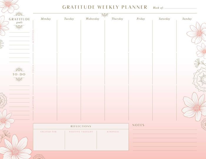 Gratitude Weekly Planner Notepad (Mindfulness Gifts, Gratitude Journal