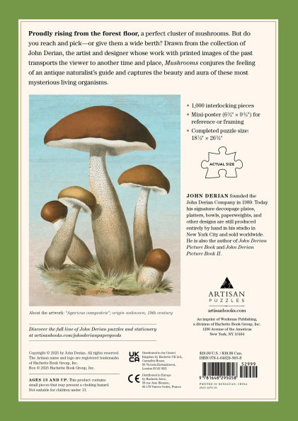 John Derian Paper Goods: Mushrooms 1,000-Piece Puzzle