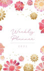 2021 Weekly Planner: Weekly and Monthly Calendar . Organizer and Agenda Planner with US Holidays . Gold Floral Design