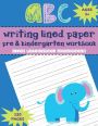 HAPPY KIDS Writing Lined Paper PreK & Kindergarten Workbook ABC - Blue Elephant Pattern: Dotted Lined Paper for Kindergarten Writing for Boys & Girls Preschool Workbooks 120 Handwriting sheets Letter Practice