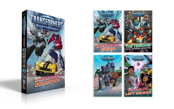 Transformers EarthSpark Chapter Book Collection (Boxed Set): Optimus Prime and Megatron's Racetrack Recon!; The Terrans Cook Up Some Mischief!; May the Best Bot Win!; No Malto Left Behind!