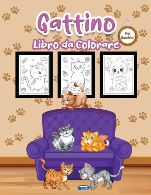 pagina da colorare di gatto e gattino