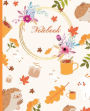 Cute Autumn Illustration College Ruled Notebook: Hedgehog, Bunny Illustration, Orange and Brown Fall Color Notebook