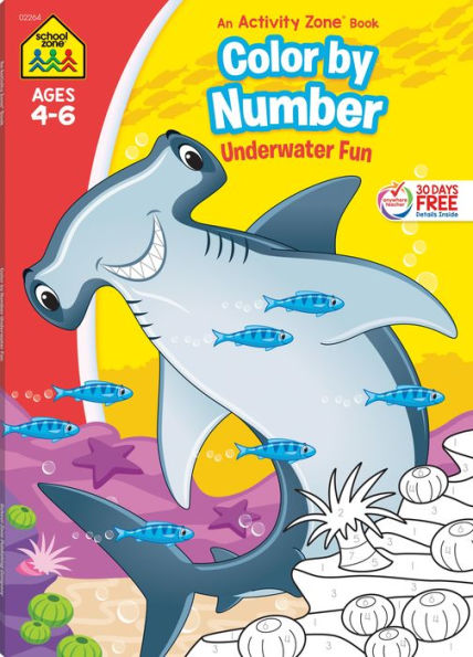 School Zone Color By Number Underwater Fun Workbook