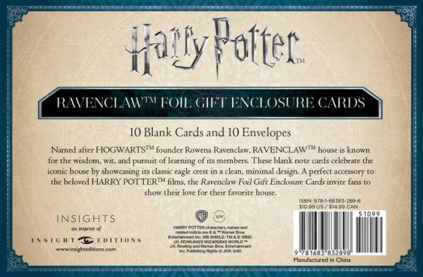 Harry Potter: Ravenclaw Foil Gift Enclosure Cards (Set of 10)