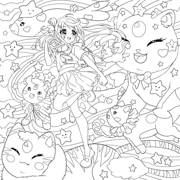 Manga Mania Coloring Book: Over 100 Cute Characters to Color - Manga and Anime Coloring Book for Adults and Kids