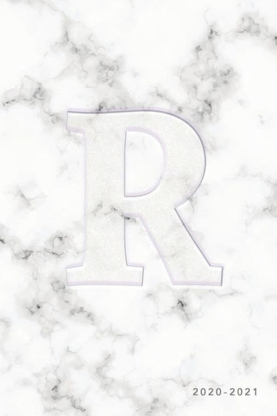 R 2020-2021: Weekly Monthly Planner Personalized Marble Monogram 6x9 in 2020 Calendar Organizer with Bonus Dotted Grid Pages + Inspirational Quotes + To-Do Lists