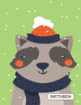SketchBook: Cute Raccoon On The Green Cover This Sketch Pad notebook has 110 blank pages,White paper, Sketch, Draw and Paint