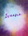 Ivaana: Ivaana sketchbook journal blank book. Large 8.5 x 11 Attractive watercolor texture purple pink orange & blue tones. arty stylish pretty journal for girls.