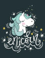 Unicorn: Unicorn on dark green cover and Dot Graph Line Sketch pages, Extra large (8.5 x 11) inches, 110 pages, White paper, Sketch, Draw and Paint