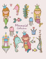 Mermaid collection: Cute mermaid on pink cover and Dot Graph Line Sketch pages, Extra large (8.5 x 11) inches, 110 pages, White paper, Sketch, Draw and Paint