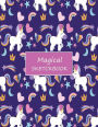 Magical sketchbook: Cute unicorn on purple cover (8.5 x 11) inches 110 pages, Blank Unlined Paper for Sketching, Drawing , Whiting , Journaling & Doodling