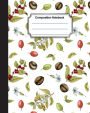 Composition Notebook: Coffee bean Grape seed watercolor Pattern Cover : College Ruled School Notebooks, Subject Daily Journal Notebook : 120 Lined Pages (8 x 10 in.)