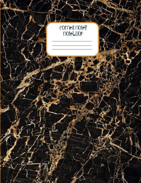 Cornell Notes Notebook - Rich Gold Black Marble Print Book Diary: Wide Ruled Lined Cornell Paper Journal for College & University Science Students Large Size Record Book