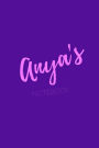 Anya's Notebook: Anya 6x9 personalized journal notebook. Attractive girly sassy modern stylish purple pink cover. Arty stylish pretty journal for girls.