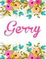 Gerry: Personalised Name Notebook/Journal Gift For Women & Girls 100 Pages (White Floral Design)
