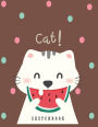 Cat! sketchbook: Cute cat on brown cover (8.5 x 11) inches 110 pages, Blank Unlined Paper for Sketching, Drawing , Whiting , Journaling & Doodling