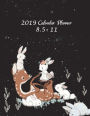 2019 Calendar Planner 8.5 x 11: Cute Animal Black Color, Daily Calendar Book 2019, Weekly/Monthly/Yearly Calendar Journal, Large 8.5