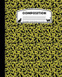Composition: Cat Pattern Yellow Marble Composition Notebook Wide Ruled 7.5 x 9.25 in, 100 pages (50 sheets) book for kids, school, students and teachers