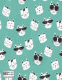 Notebook: Cute cat on green cover and Lined pages, Extra large (8.5 x 11) inches, 110 pages, White paper