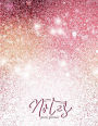 Notes Pink Glitter: Glitters, Pink, Inspirational Notebook, Diary, Planner, Bullet List, Composition Book, Bullet Journal, 8.5 x 11 inch 110 page, Wide Ruled