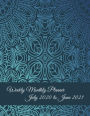 Weekly Monthly Planner July 2020 to June 2021: Blue Color Mandala, Calendar Book July 2020-June 2021 Weekly/Monthly/Yearly Calendar Journal, Large 8.5