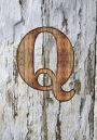 Q: Monogram Notebook - College Ruled - Writers Notebook - Personalized Gift - Wood Plank Background