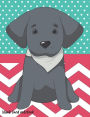 Blank Lined Notebook: Cute Black Labrador Retriever - 100 Page Double Sided Composition Notebook Wide Ruled - Take Notes At School Or Work - Dog Lover Gift - Pink Teal Chevron & Polka Dot Design - Adorable Dog Handkerchief Cover - Classroom & Journal Writ