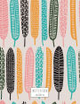 Notebook: Boho feather on grey cover and Dot Graph Line Sketch pages, Extra large (8.5 x 11) inches, 110 pages, White paper, Sketch, Draw and Paint