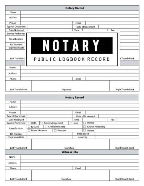 free printable notary public log book