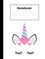 Notebook: Unicorn Heart, Handwriting, Notebook Home Office School Student Teacher Homeschool, 7.4 x 9.7 in, 200 pages for kids, school, home, students, teachers