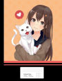 Anime Manga Girl with Cat Graph Paper Composition Book: 5x5 Graph Ruled Notebook, 200 sheets, 100 pages