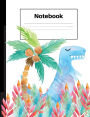 Notebook: Dinosaur T Rex, Palm Tree, Ferns, Graph Paper 4x4, Notebook Home Office School Student Teacher Homeschool, 7.4 x 9.7 in, 200 pages kids, school, home, students, teachers
