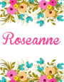 Roseanne: Personalised Name Notebook/Journal Gift For Women & Girls 100 Pages (White Floral Design)