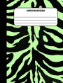 Composition Notebook: Zebra Green And Black 100 Ruled Pages (7.44 x 9.69)