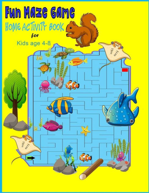 Fun Maze Game Home activity book for kids age 4-8: Kids activity book