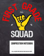 First Grade Squad: Large Dual Half and Half 4 x 4 Maths Graph Paper Composition Notebook and Grid Squared Wide Ruled Line Paper Maths Workbooks for 1st First Grade School Kids Teacher (8.5 x 11 and 100 Pages)