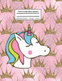 Unicorn Composition Notebook: Gold Glitter Pink Princess Unicorn Composition Book,Wide Ruled, Student Teacher School Kids, 100 Pages, 7.44x9.69