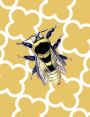 Gold Bee Composition Notebook: College Ruled (7.44 X 9.69) Vintage Bumblebee Geometric Quatrefoil Pattern