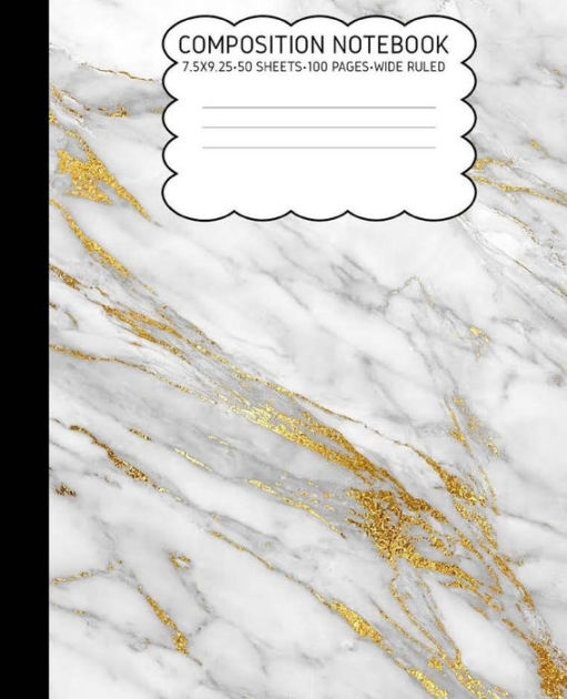 Composition Notebook Gold Grey Marble Cute Composition Notebook Wide