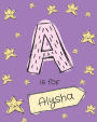 A is for Alysha: Girls journal notebook with cartoon night stars theme and Letter A initial monogram. Great personalized girl?s birthday gift.