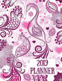 2019 Planner: Purple and pink swirls and birds design 2019 Weekly planner with to do lists and dot grid note pages