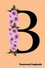 B Password Logbook: Large Print Password Book, Cute peach cover with name letter monogram cherry blossom, 6