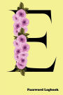 E Password Logbook: Large Print Password Book, Cute yellow cover with name letter monogram cherry blossom, 6