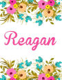 Reagan: Personalised Name Notebook/Journal Gift For Women & Girls 100 Pages (White Floral Design)