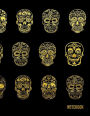 Notebook: Large Composition Book College Ruled Paper For Middle High School Kid And College Student - Sugar Skull Gold Pattern (8.5