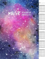 Music Paper Notebook: Space, Watercolor Texture, Guitar Notebook,Music Paper, Blank Manuscript Pages, Chord Boxes, Notebook For Composition and Songwriting, 8.5 x 11 inch 110 pages