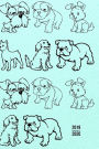2019 - 2020: Planner 2 Years Monthly Weekly Calendar Organizer Diary With Essential Goals and Notes Section - Blue Puppies Dog Illustration