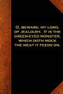 2019 Weekly Planner Shakespeare Quote Beware Jealousy Monster 134 Pages: (Notebook, Diary, Blank Book)
